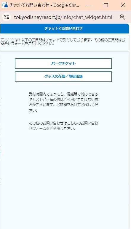 商品ゲストサービスのチャット画面